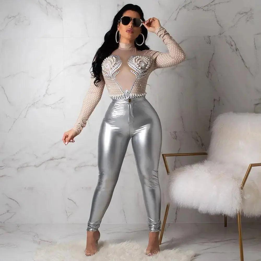 Women Latex Faux Pu Leather Pants Trousers Push Up High Waist Skinny Pants Pencil Fall Winter Solid Color Sexy Pants Female - Viva Vista Store