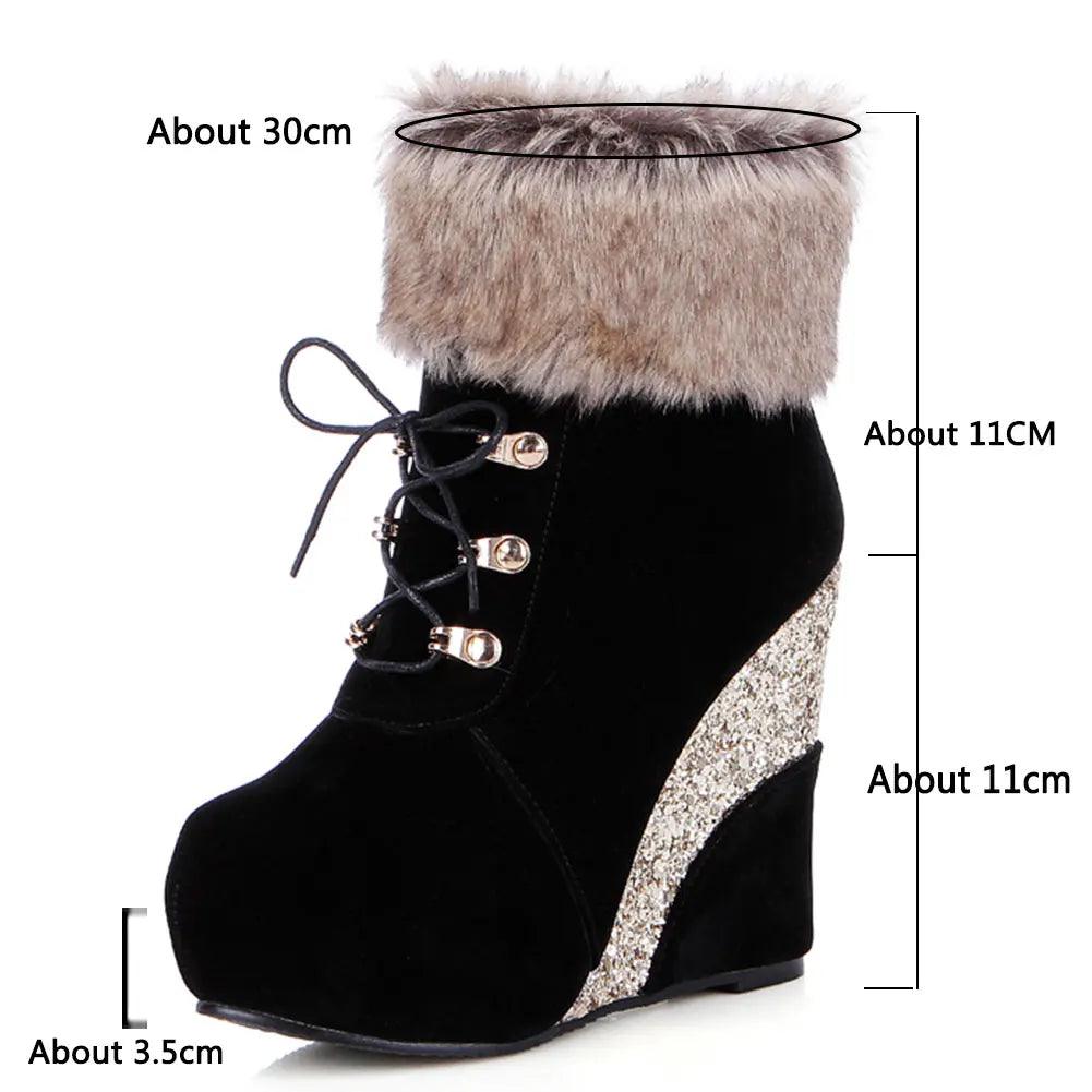 SARAIRIS Plus size 43 Fashion Russia Winter Wedges Shoes Ankle Boots Women Warm Boots Platform High Heels Snow Boots Shoes Woman - Viva Vista Store