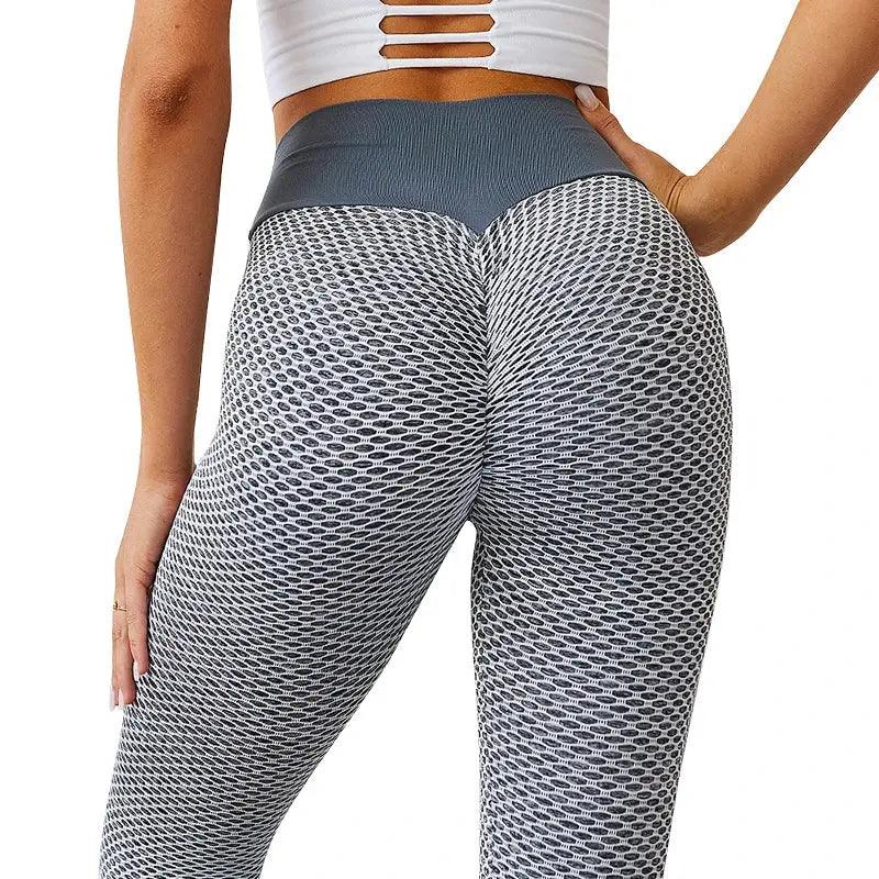 CHRLEISURE Grid Tights Yoga Pants Women Seamless High Waist Leggings Breathable Gym Fitness Push Up Clothing Girl Yoga Pant - Viva Vista Store