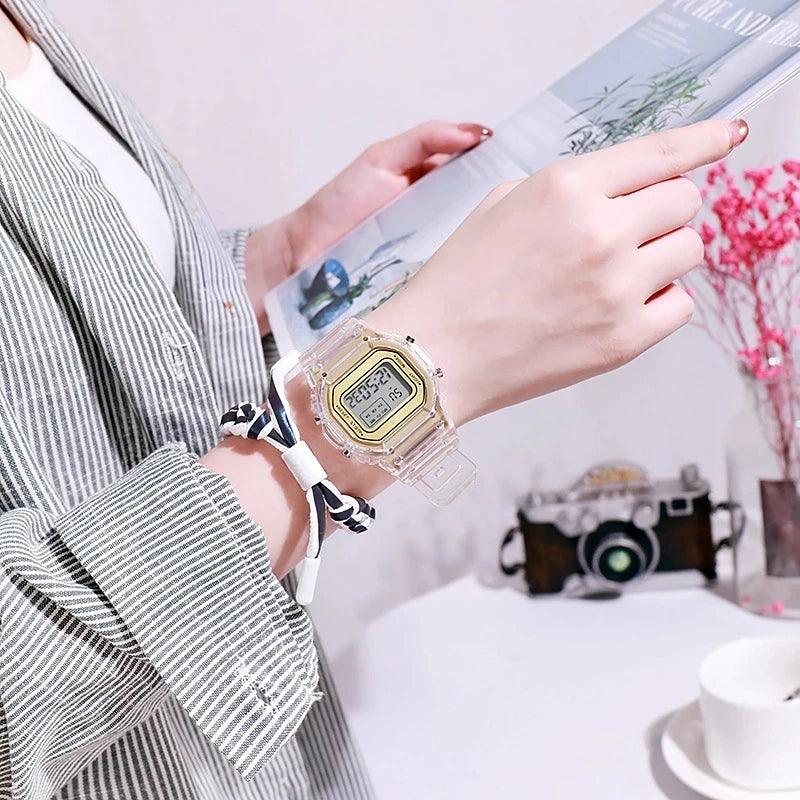 New Fashion Transparent Digital Watch Square Women Watches Sports Electronic Wrist Watch Reloj Mujer Clock Dropshipping - Viva Vista Store