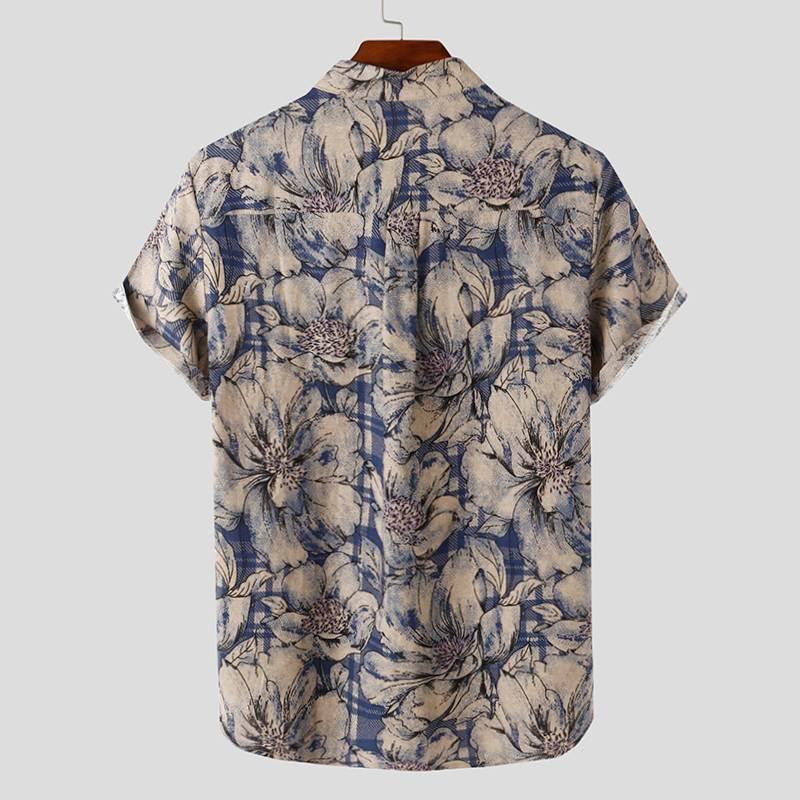 Wiaofellas Mens Printed Camisa Masculina Summer Hawaiian Blouse Men Vintage Shirts Short Sleeve Lapel Camisa Casual Buttons Blusas - Viva Vista Store