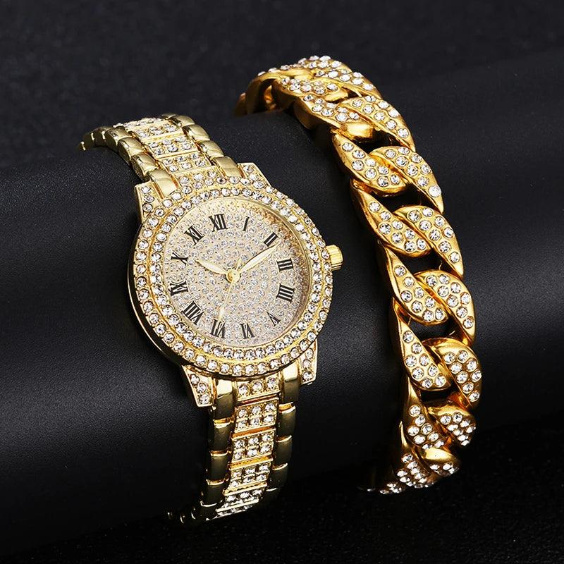 Diamond Women Watches Gold Watch Ladies Wrist Watches Luxury Brand Rhinestone Women's Bracelet Watches Female Relogio Feminino - Viva Vista Store