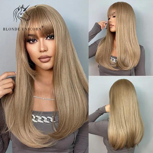 Synthetic Long Brown Wig - Viva Vista Store