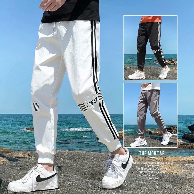 Casual pants men's Korean version of loose casual trend rod strips fashion small feet young people nine pants - Viva Vista Store