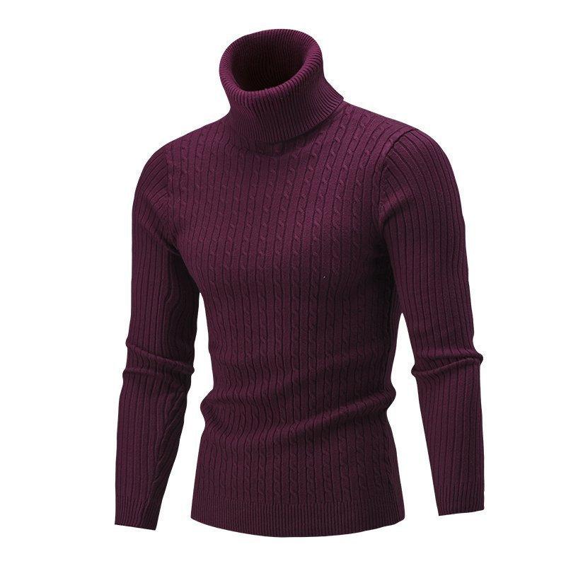 Men's knitwear autumn and winter new European and American high-neck color twist bottoming shirt sweater men - Viva Vista Store