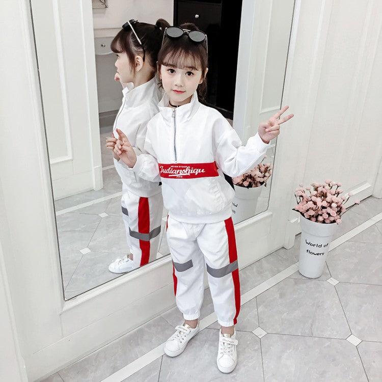 Girls' autumn set 2021 new foreign Korean version of white children spring and autumn big girl net red hipster sports - Viva Vista Store