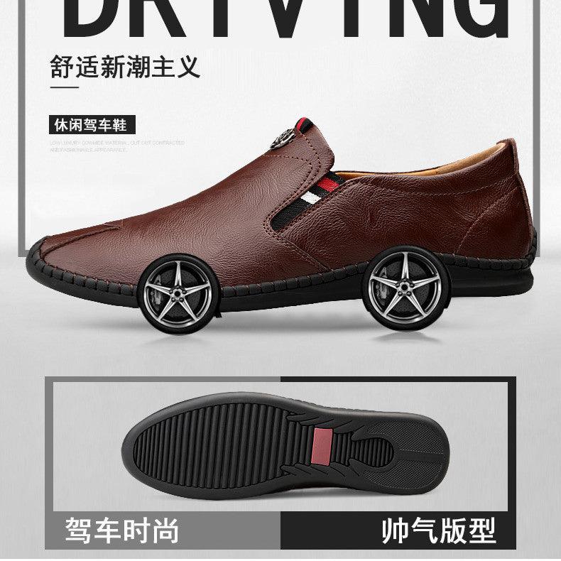 Men's casual shoes 2021 autumn new trend large size business peas shoes Korean version of the pointed driving leather men's shoes - Viva Vista Store