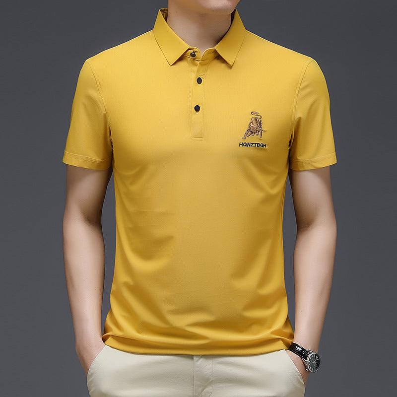 Men's short-sleeved T-shirt men's fashion Korean version of loose solid color lapel men Polo shirt tide - Viva Vista Store