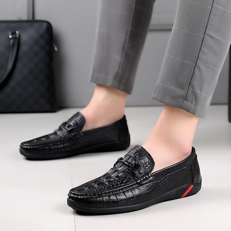 Men's shoes leather new crocodile men's peas shoes, leather breathable business, casual leather shoes men - Viva Vista Store