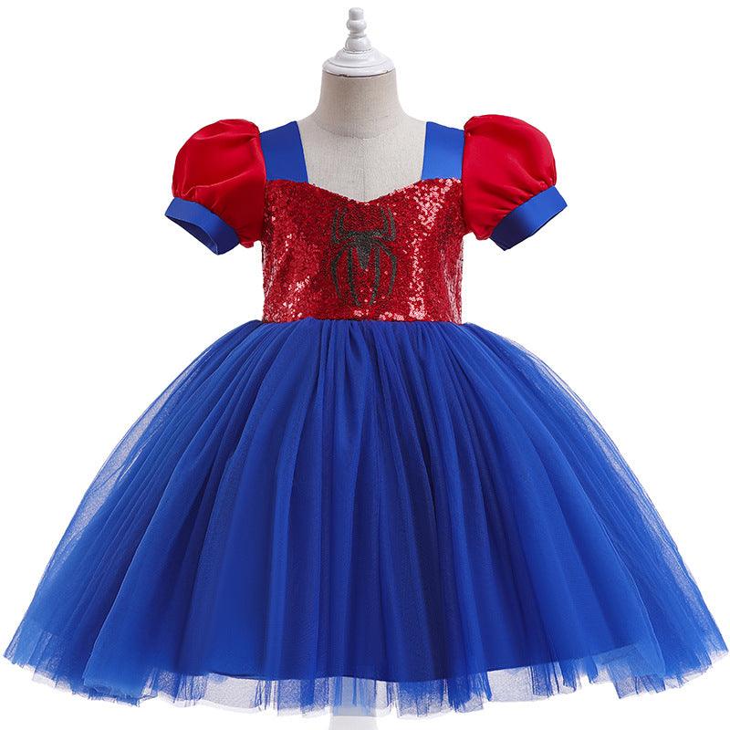 European and American new black spider web stitching dress children's princess pettiskirt cosplay performance dress skirt - Viva Vista Store