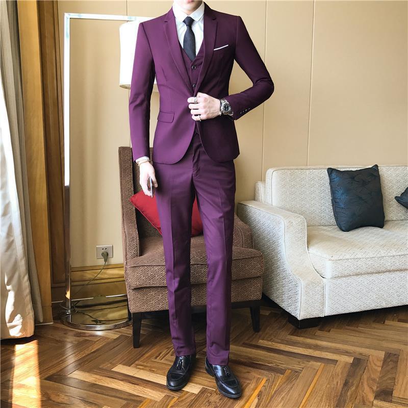 Business banquet with grooms new groom wedding dress suit men's suit three-piece set of men's clothing - Viva Vista Store