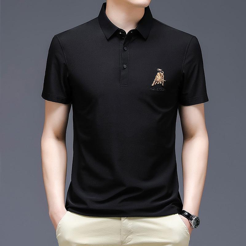 Men's short-sleeved T-shirt men's fashion Korean version of loose solid color lapel men Polo shirt tide - Viva Vista Store