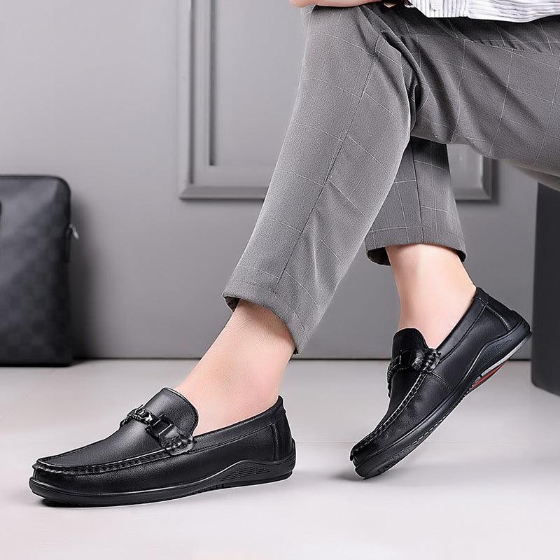 Large size business leather shoes men's shoes set foot casual shoes men's gas soft soft bottom driving shoes to work leather peas beans shoes - Viva Vista Store