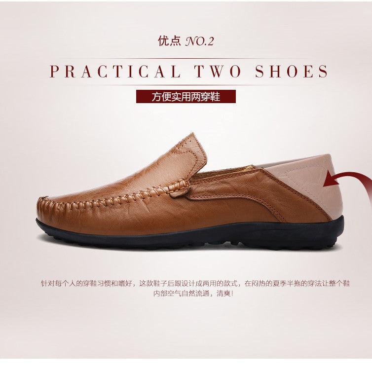 New autumn casual men's shoes flat large size peas shoes men's trend fashion outdoor business leather men's shoes - Viva Vista Store