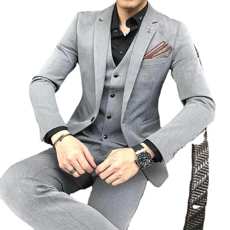 Suit male three-piece suit dress business casual single western Korean version of the slim suit suit male professional clothing - Viva Vista Store