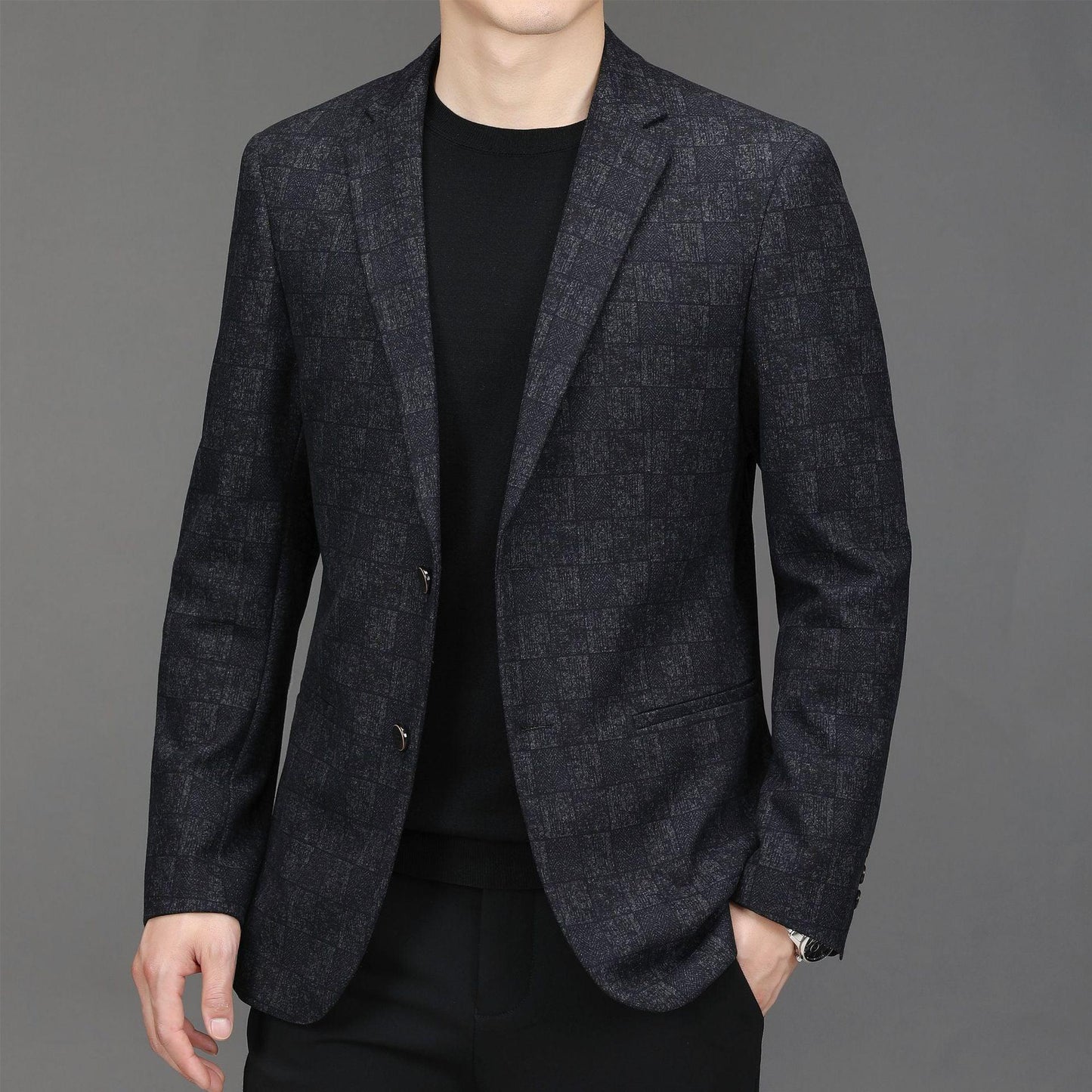 Men's simple casual grilled slim suit can be customized with generic business career dress team custom - Viva Vista Store