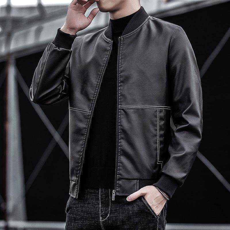 Autumn new men's leather jacket jacket middle-aged slim baseball clothing trend with casual jacket men's clothing - Viva Vista Store