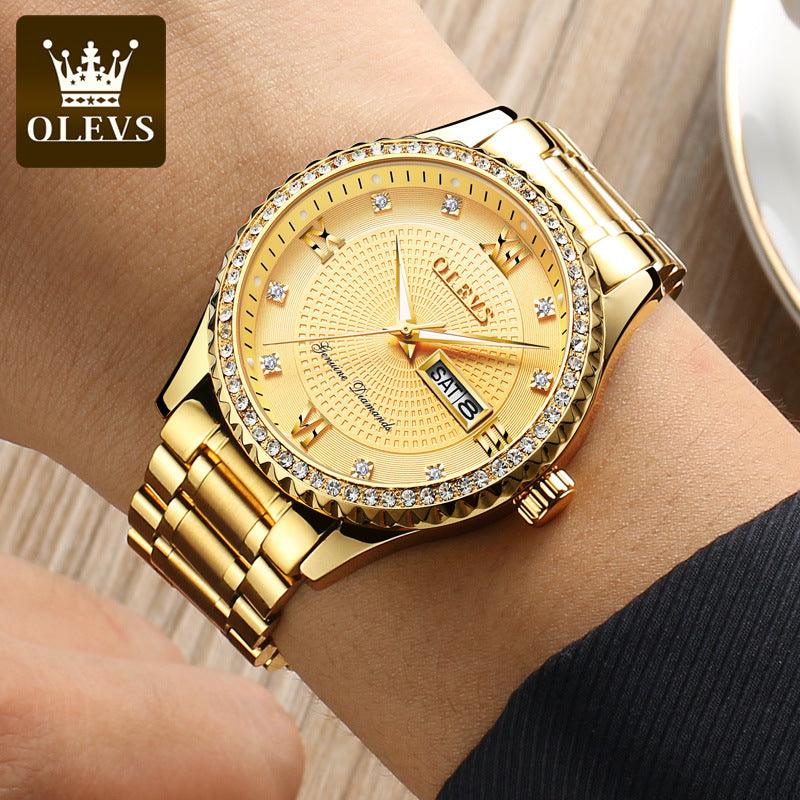 Foreign trade hot watches Oulian cross-border Amazon full gold quartz table diamond men's watch men's watch - Viva Vista Store