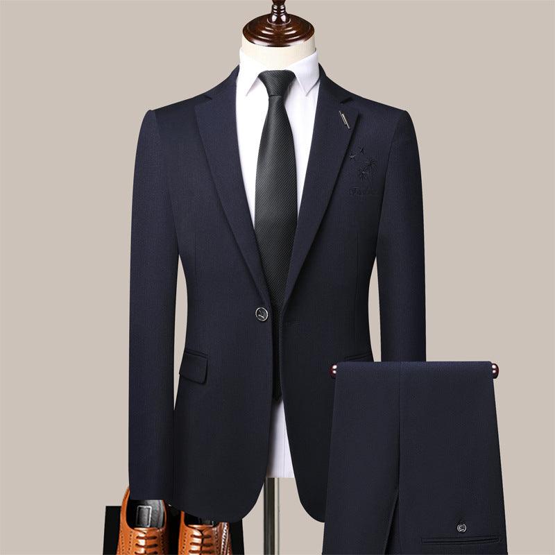 Suit suits men's suit dresses fashion slim small suits two-piece Korean casual jacket occupation dress - Viva Vista Store