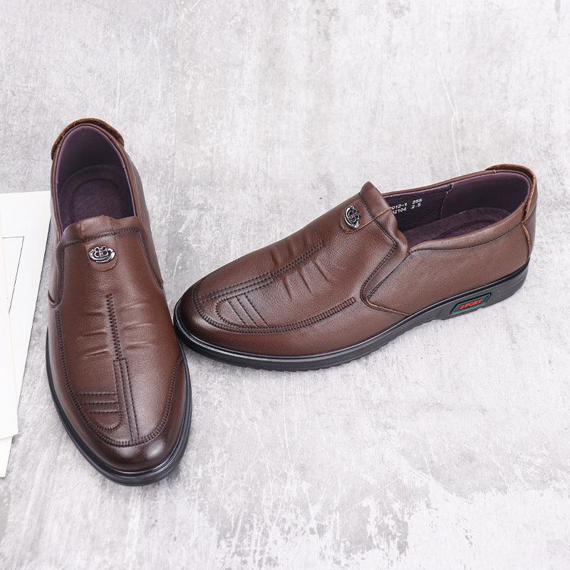 Head layer leather men's casual shoes 2021 autumn new leather men's shoes a foot pedal flat music shoes wholesale - Viva Vista Store