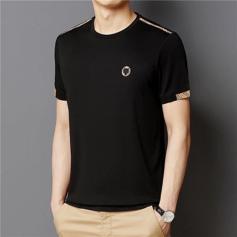 European station 2022 summer ice silk short-sleeved men's t-shirt youth Korean version thin patch trend men's t-shirt wholesale - Viva Vista Store