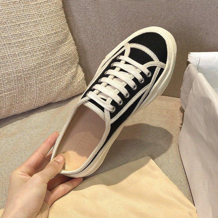 Casual bag half slippers female wear shoes children a foot lazy flat Muller canvas shoes women - Viva Vista Store