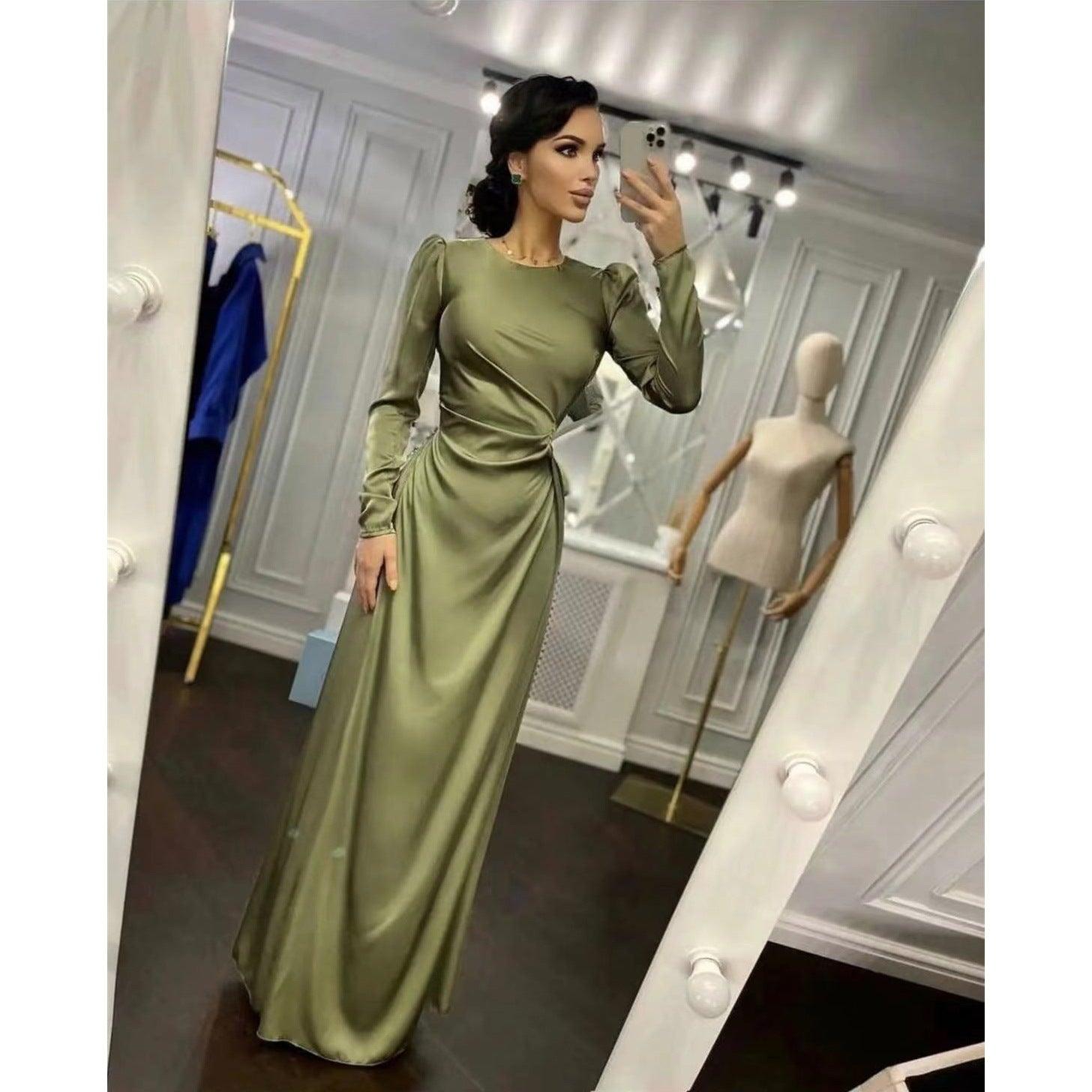 long sleeved slim evening dress European and American long sleeve fashion slim dress - Viva Vista Store