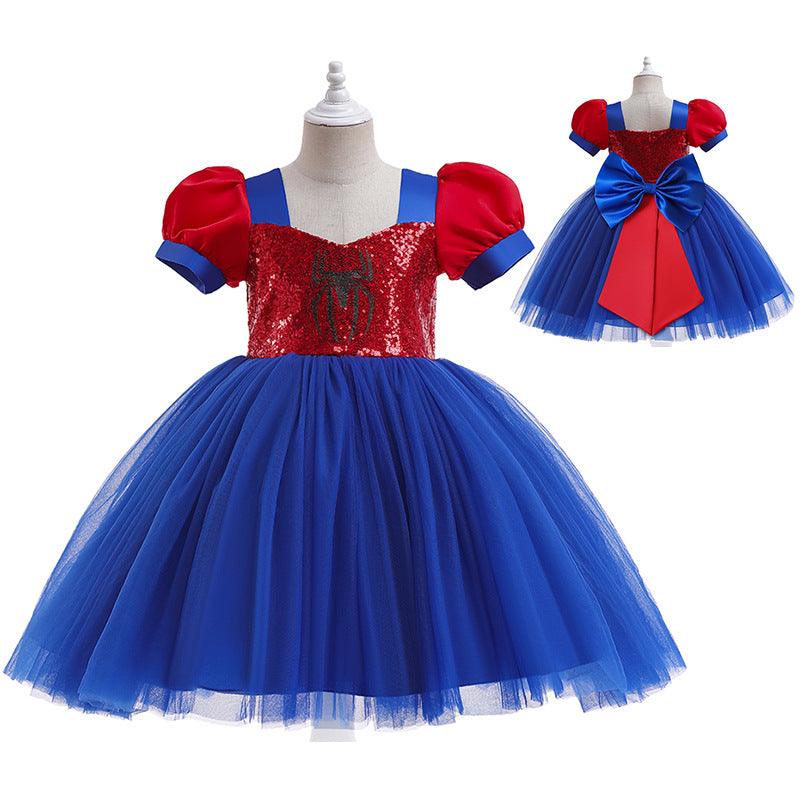 European and American new black spider web stitching dress children's princess pettiskirt cosplay performance dress skirt - Viva Vista Store