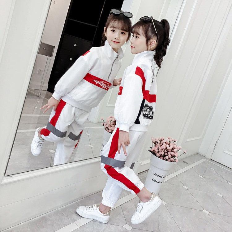 Girls' autumn set 2021 new foreign Korean version of white children spring and autumn big girl net red hipster sports - Viva Vista Store