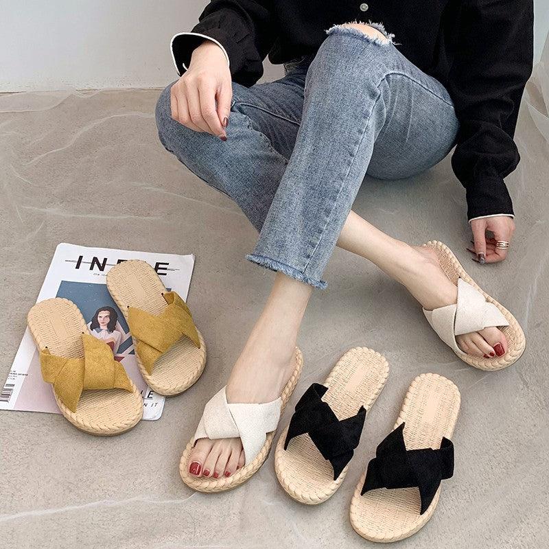 Slippers female summer wear 2021 Korean version of the new beach flat lazy pregnant women shoes - Viva Vista Store