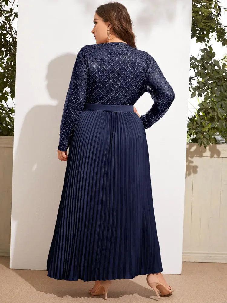 Elegant Plus Size Bright Silk Ruched Maxi Dresses Women Luxury Waistband Evening Party Clothing Night Club Dress Female Outfits - Viva Vista Store