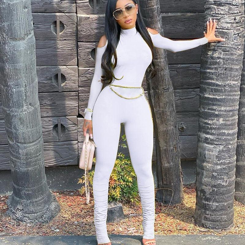 Bandage Bodycon Jumpsuit Long Sleeve - Viva Vista Store