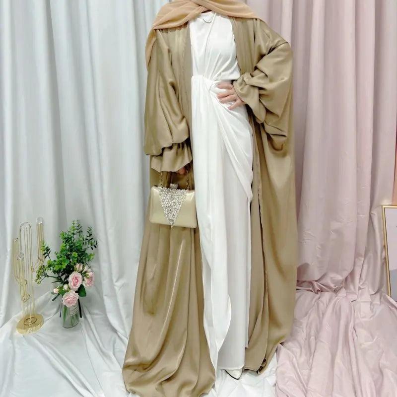 Ramadan Open Abaya Kimono Femme Muslim Satin Hijab Dress Abayas for Women Dubai Kaftan Robe Islam Elegant Modest Clothes - Viva Vista Store