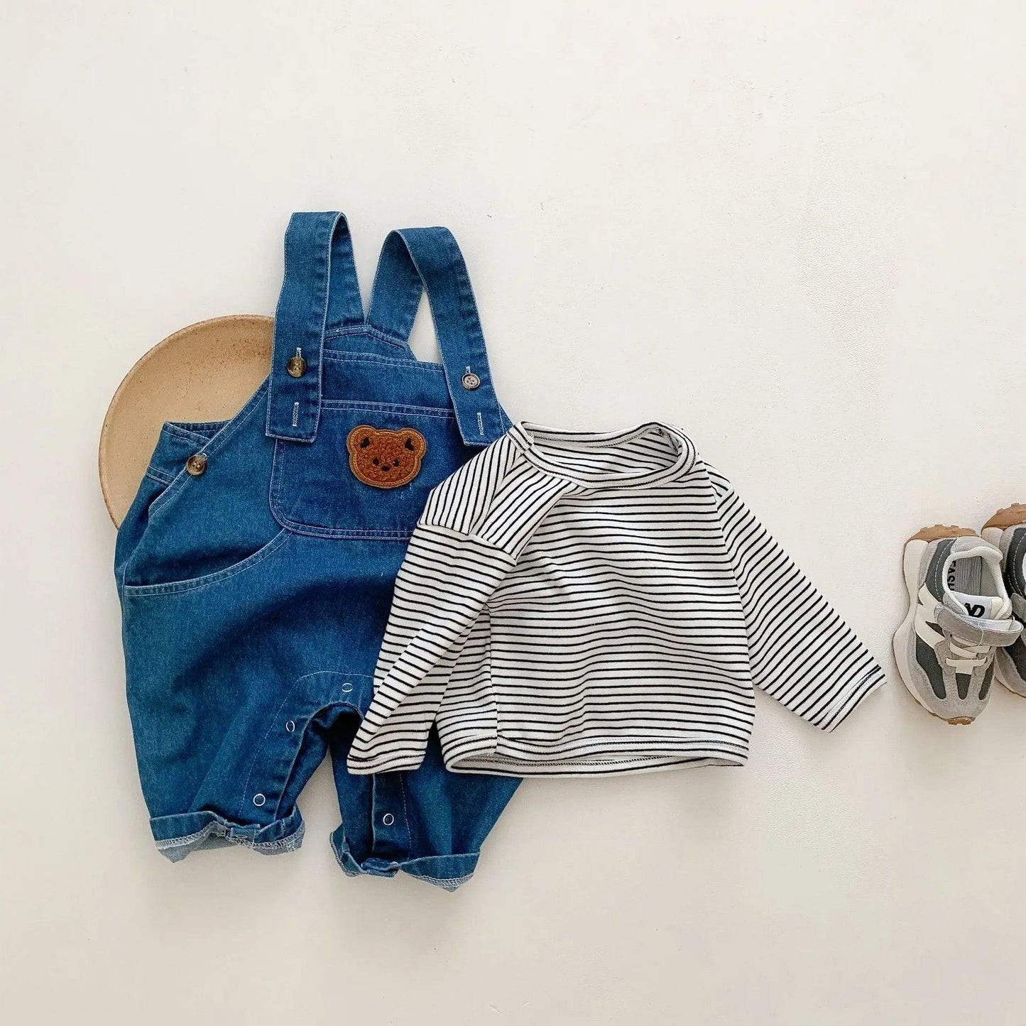 Stripe Top & Denim Dungarees Set - Viva Vista Store