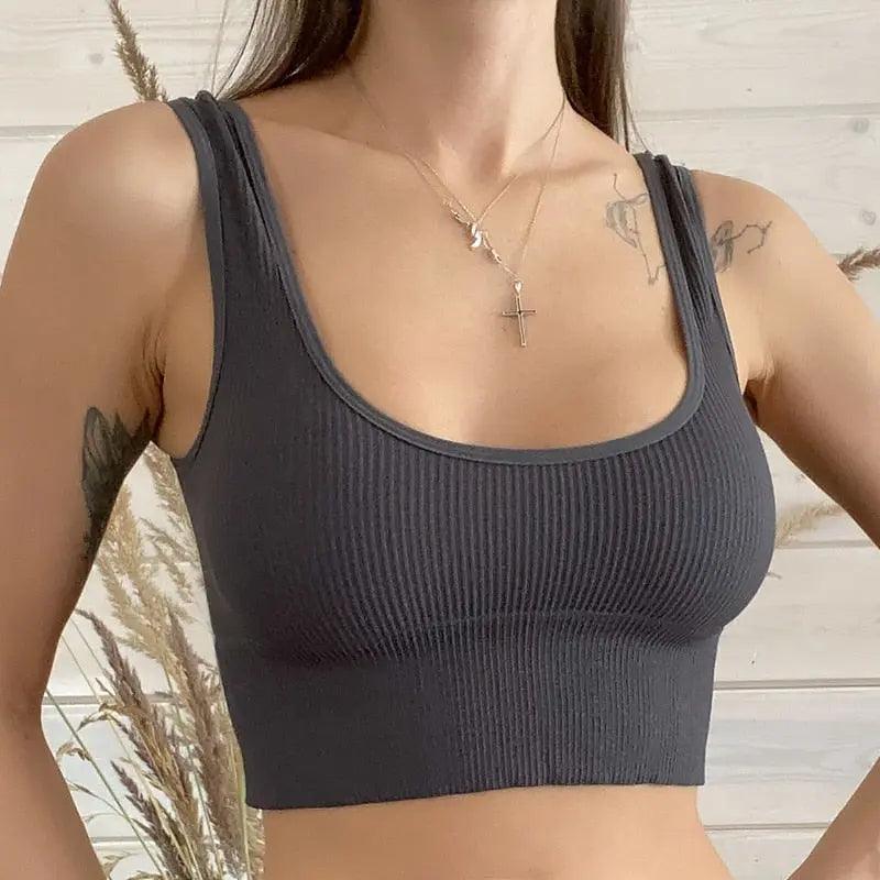 Women Tank Tops Streetwear Push Up Cropped Top for Female Padless Bralette Sexy Backless Lingerie Fashion Solid Camisole Girl - Viva Vista Store