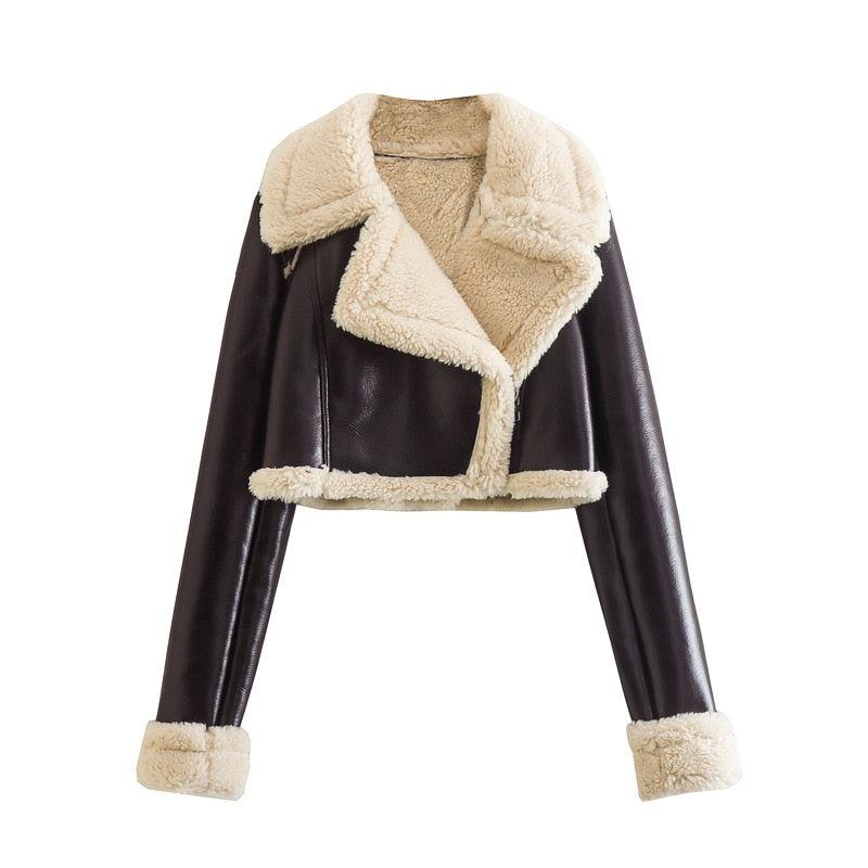 Faux Shearling Biker Jacket - Viva Vista Store