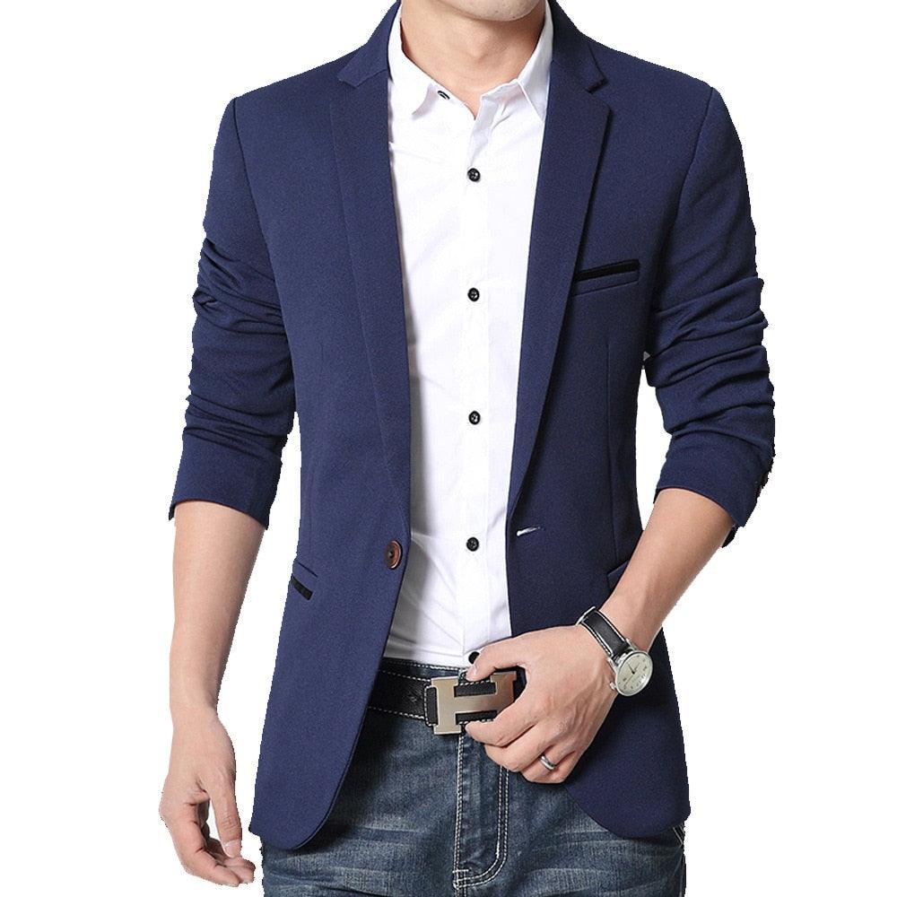 Brand Mens Casual Blazers Autumn Spring Fashion Slim Suit Jacket Men Blazer Masculino Clothing Vetement Homme M~5XL AY1415 - Viva Vista Store