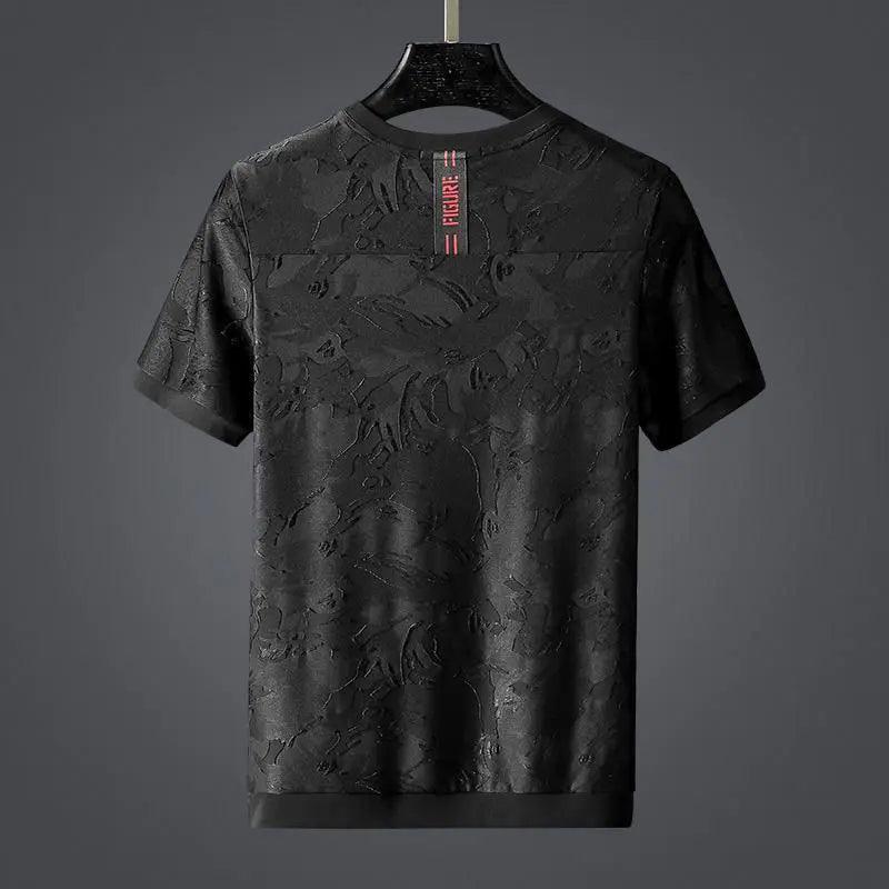 Designer Luxury fashion brand men's short sleeve T shirt personalized jacquard embroidery plus half sleeve men's bottoming shirt - Viva Vista Store