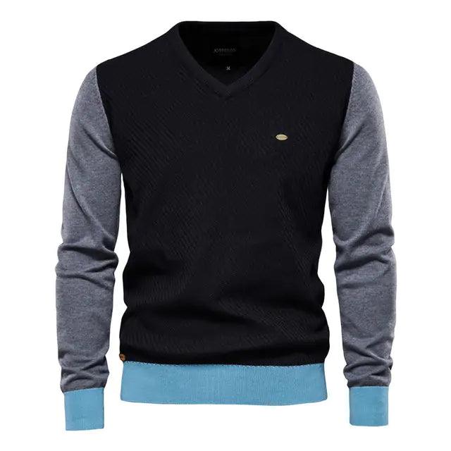 Spliced Cotton Men's Sweater - Viva Vista Store