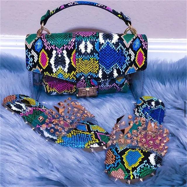 Jelly Snake Print Shoes and Handbag Set - Viva Vista Store