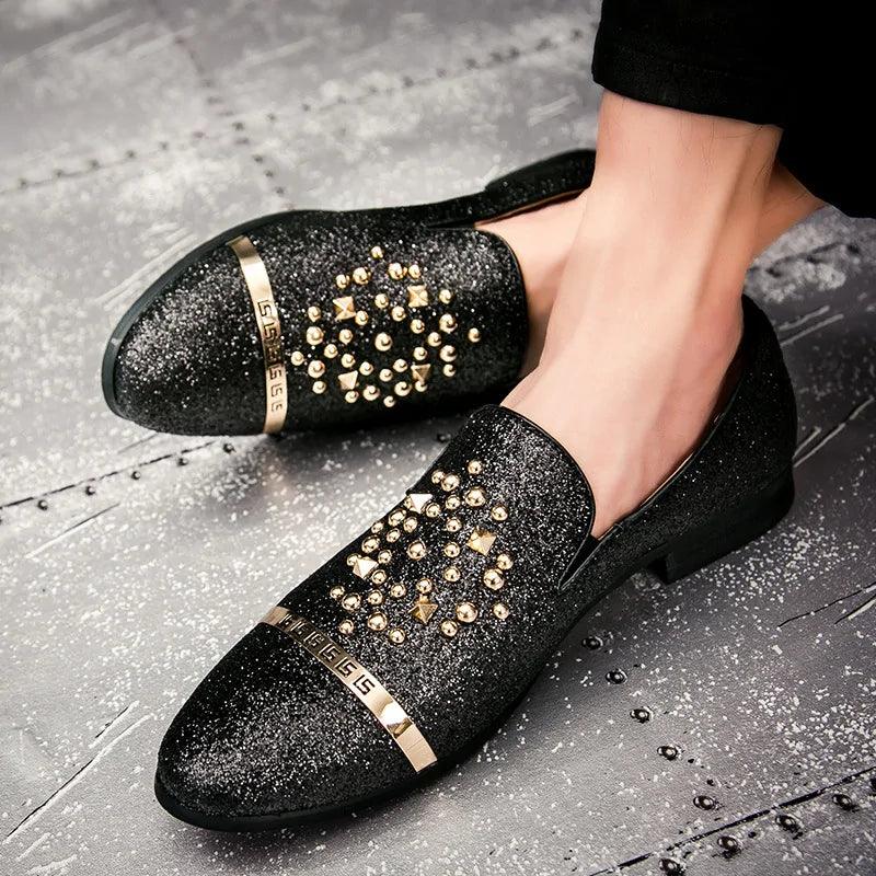 Men's Diamond Rhinestones Loafers Shoes - Viva Vista Store