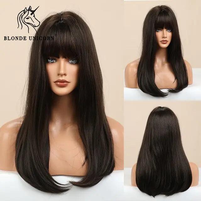 Synthetic Long Brown Wig - Viva Vista Store