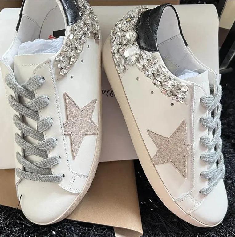 Star Old White Shoes with Diamonds - Viva Vista Store