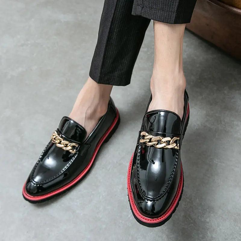 Leather Designer Brand Luxury Men Casual Office/Bussiness Black Loafers Italian Wedding Dress Men's Shoes - Viva Vista Store