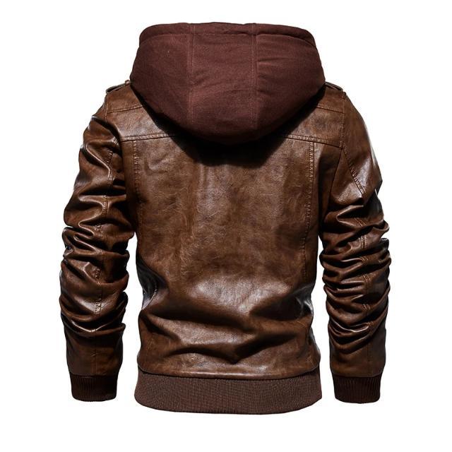 Men's Hooded Leather Jacket - Viva Vista Store