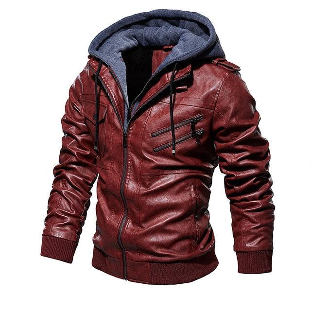 Men's Hooded Leather Jacket - Viva Vista Store