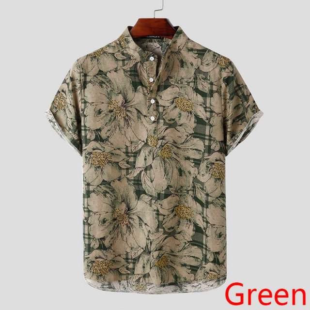 Wiaofellas Mens Printed Camisa Masculina Summer Hawaiian Blouse Men Vintage Shirts Short Sleeve Lapel Camisa Casual Buttons Blusas - Viva Vista Store