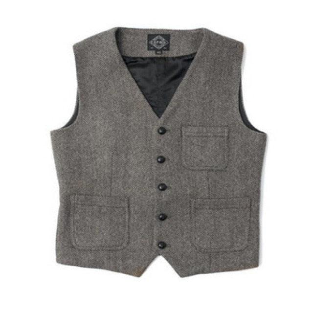 Lovezzr Men's Suit Vest Blue Single Breasted Woolen Blended Mens Vest Denim Jeans Waistcoat Jacket Slim Fit Casual Formal Business - Viva Vista Store