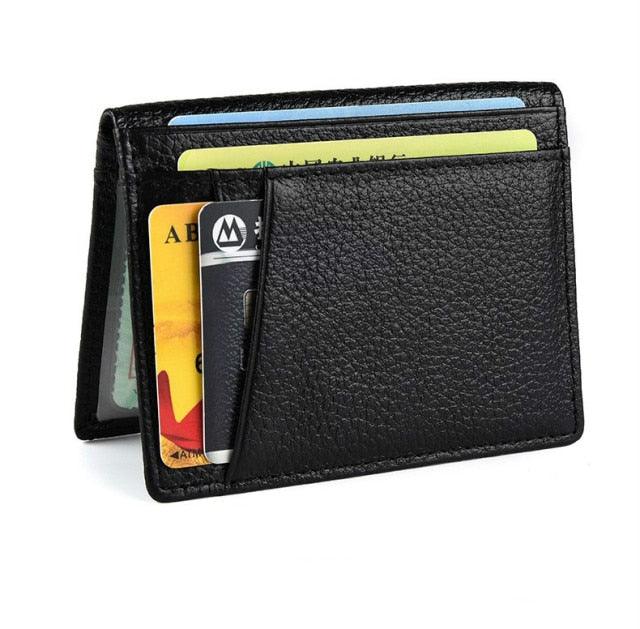 Super Slim Soft Wallet 100% Genuine Leather Mini Credit Card Wallet Purse Card Holders Men Wallet Thin Small - Viva Vista Store