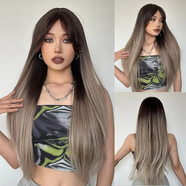 Synthetic Long Brown Wig - Viva Vista Store